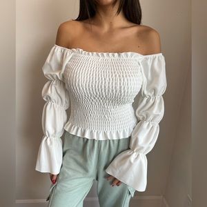 Off the shoulder white party top